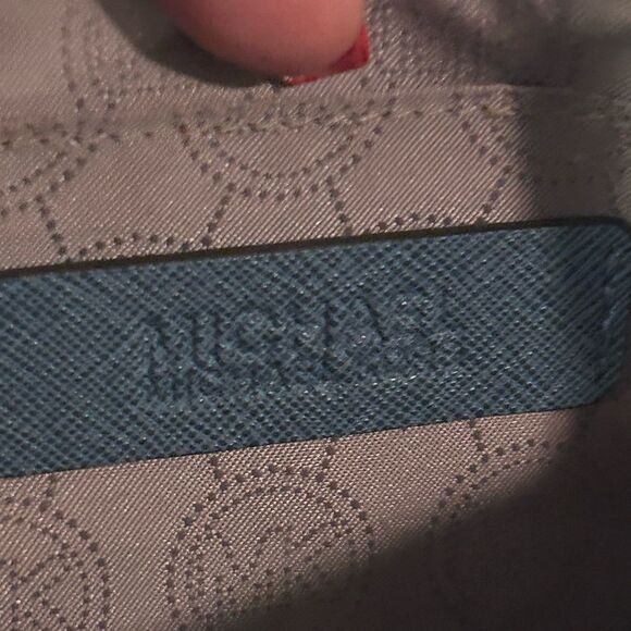 Michael Kors Blue Snakeskin Leather Studded Wristlet Clutch Wallet - Picture 10 of 11